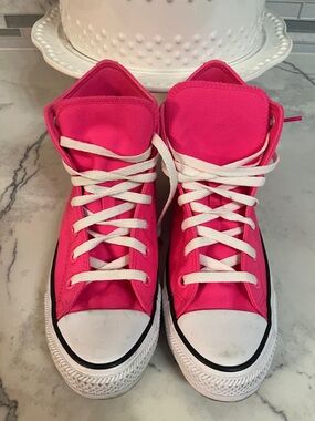 Converse High Top Sneakers in Hot Pink with White Accents